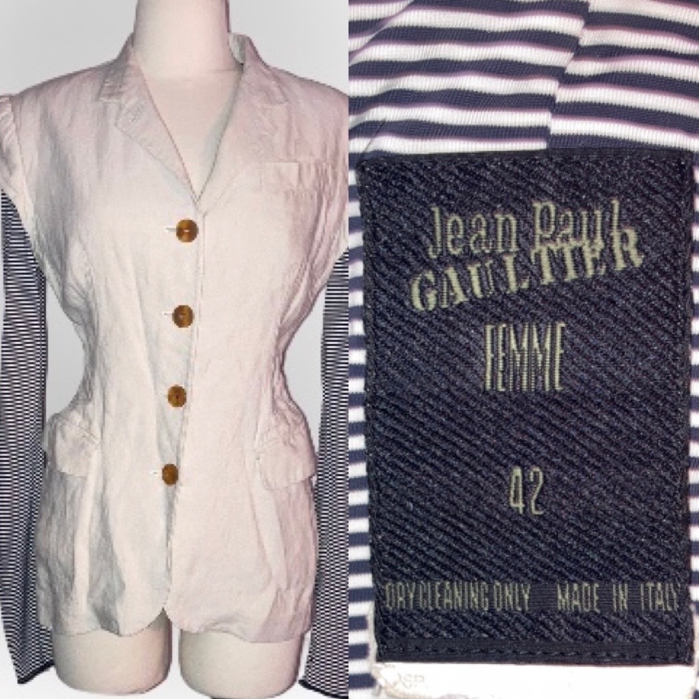 Jean Paul Gaultier Cream Button Front Women's Blazer